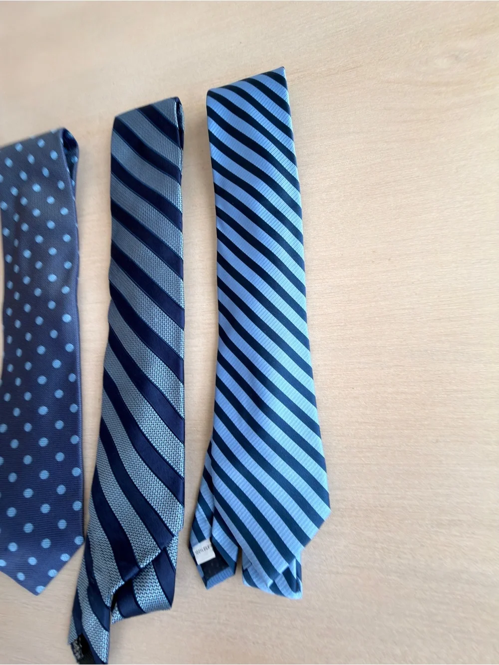 Men's Blue Patterned Ties - Classic Navy and Sky Stripes - Set of 3